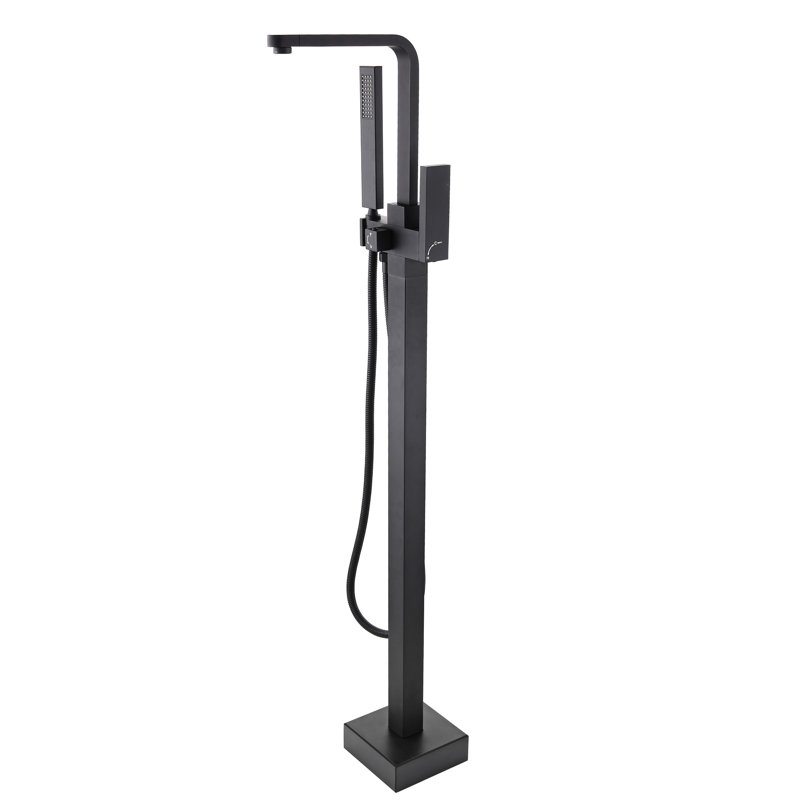 Robinet de baignoire autoportant avec jet de douche noir mat et option portable de qualité