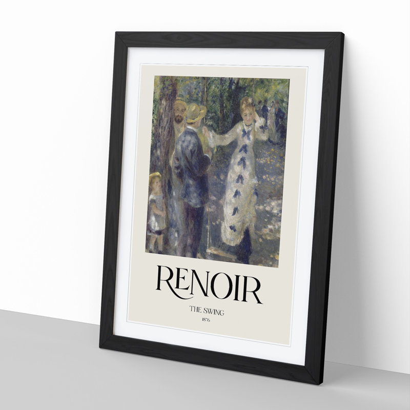 The Swing by Pierre-Auguste Renoir - Picture Frame Painting, Black Framed, 48cm H x 36cm W x 2cm D