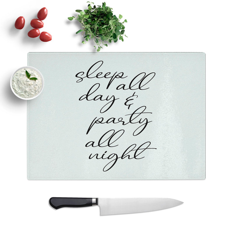 Party All Night Typography Chopping Board, 0.4cm H x 28.5cm W x 39cm L