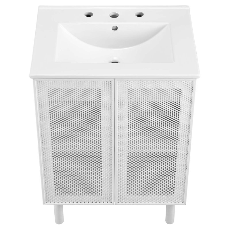 Modway Calla 24" Single Bathroom Vanity Set, White, White