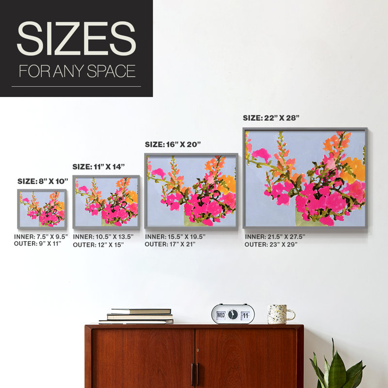 Fleurs saturées de printemps II - reproduction encadrée - réarmable, Gris, H 11 po x l 14 po