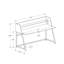 Bureau d'ordinateur de 122 cm (48 po) de long pour bureau à domicile, stratifié brun et métal noir, tablette de rangement incluse, design moderne, accessible.