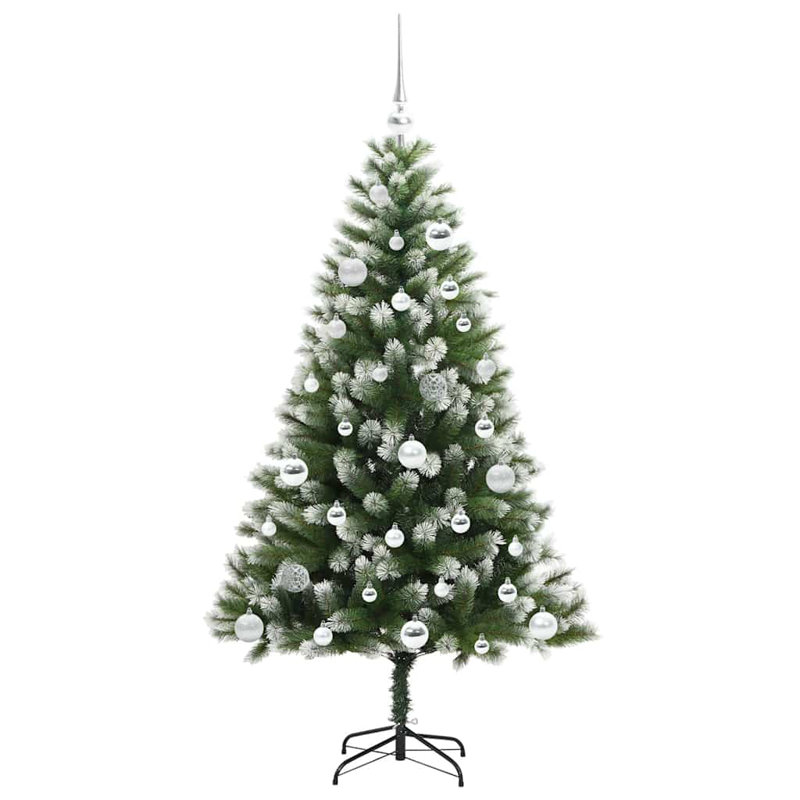 Artificial Hinged Christmas Tree with Flocked Snow, 150cm H, Silver