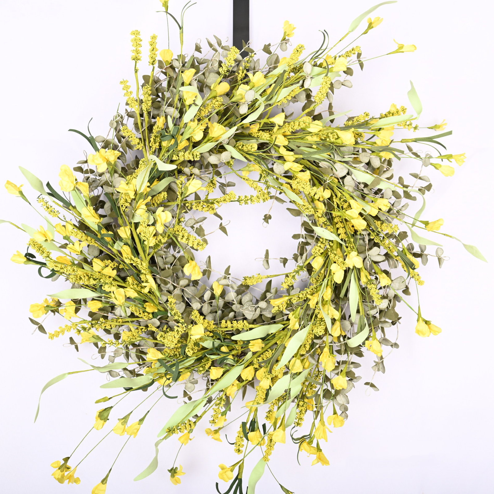 26" Handcrafted Mini Eucalyptus Wreath, Green/Yellow