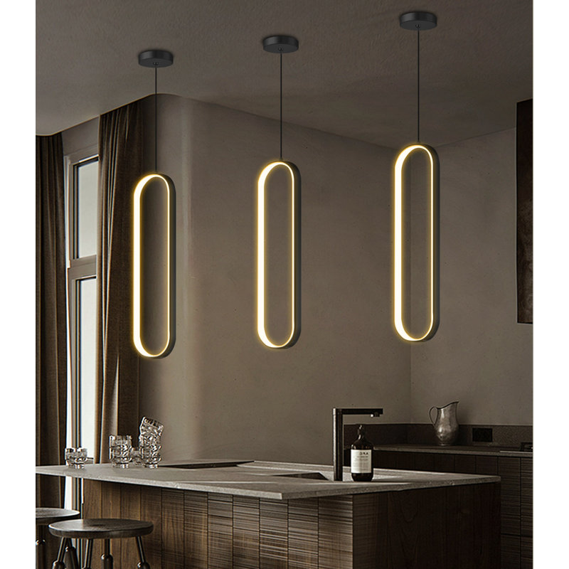 Lustre moderne moderne à DEL, Matte Black
