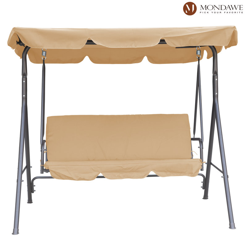 3 Person Porch Swing with Canopy, Khaki