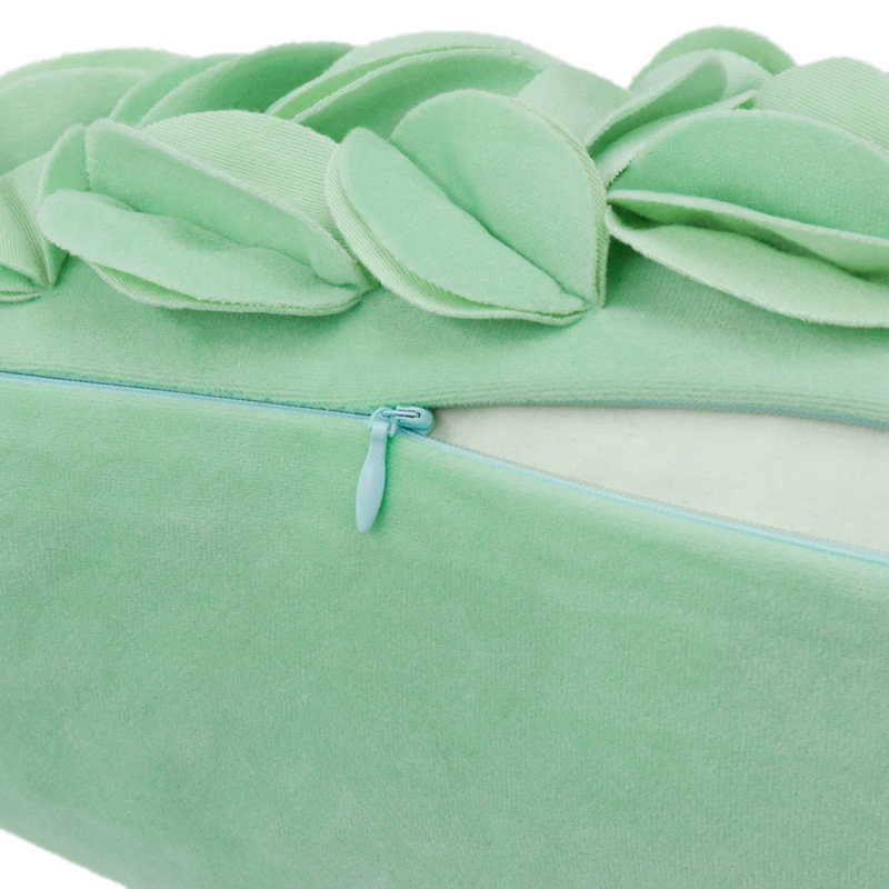 Housse de coussin brodée, Vert menthe - velours, Rectangle H 12 po x l 20 po