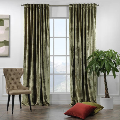 Extra Long and Extra Wide Solid Luxury Shiny Velvet Single Curtain Panel