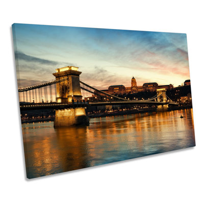 Chain Bridge Budapest Skyline - Wrapped Canvas Print