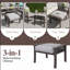 Ensemble de 2 repose-pieds toutes saisons en métal de 26 po de largeur, structure kaki avec coussins gris-1424855824