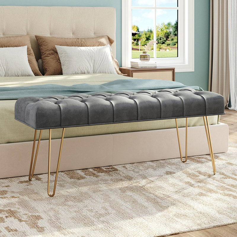 Perseus Upholstered Bench, Grey