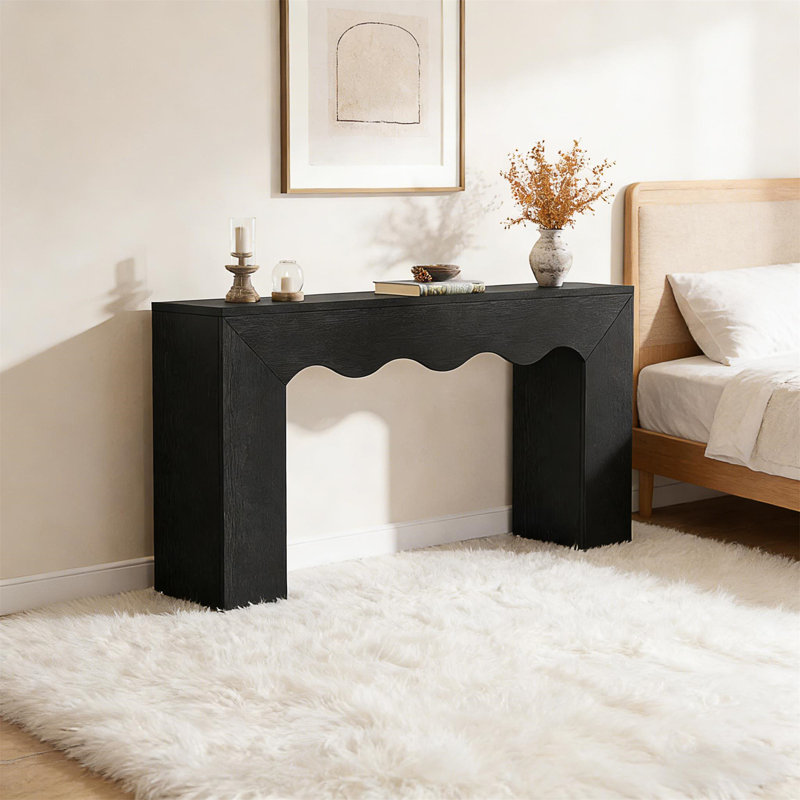 Wavy Edge Style Sofa Table, Black