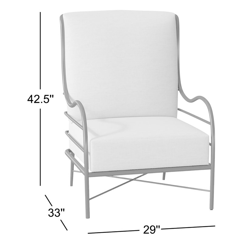 Carmel Aluminum Lounge - Slate Grey, Rollo Chambray, No Welt