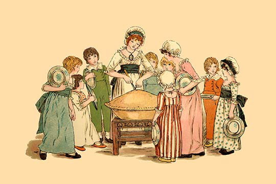 « couper et partager » par kate greenaway, reproduction d’art