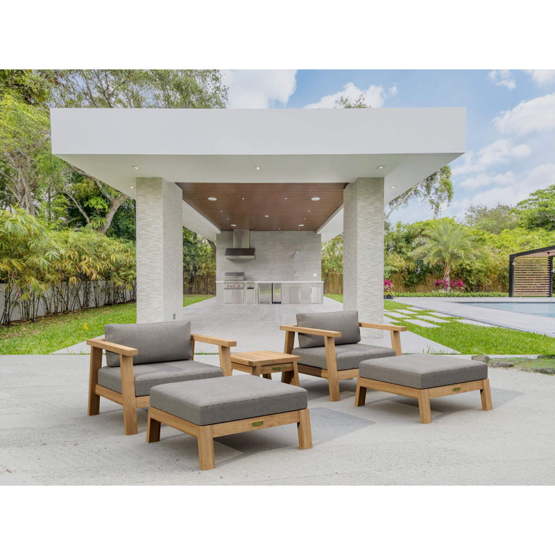 Palermo Outdoor 11 - Piece Teak Conversation Set, Cast Slate