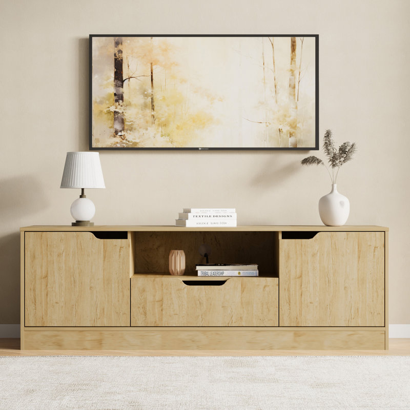 Tv Stand For 55/60/65 Inch Tv, Entertainment Center With 2 Doors & Drawer, Media Tv Console Table With Storage Cabinet For Living Room, Bedroom
