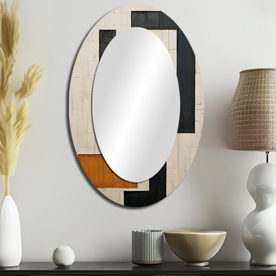 New Order Abstract Monochrome Minimalism - Black Oval Wall Mirror Decor