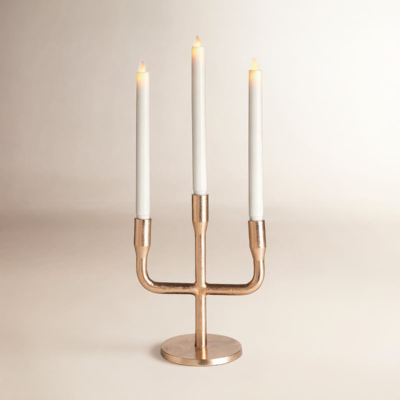 Belden Metal Tabletop Candelabra in Gold, Antique Brass