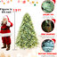Arbre de Noël bleu de 5 pi avec 300 lumières blanches chaudes, 1194 pointes, branches à charnières pour une installation sans effort, support en métal, abat-jour bleu élégant avec affichage des Fêtes, assemblage PE + facile à installer, unique