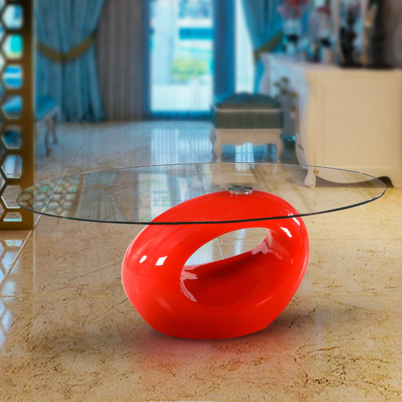 Table basse en verre, Rouge