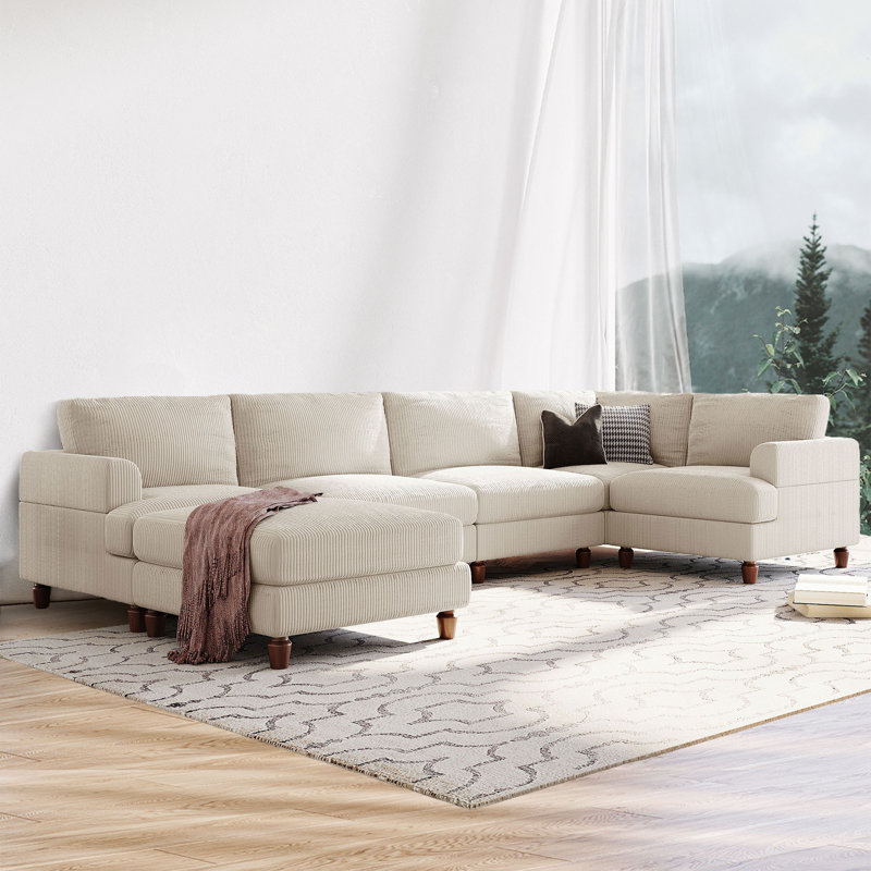 Canapé modulaire Pettegrow, Velours côtelé beige