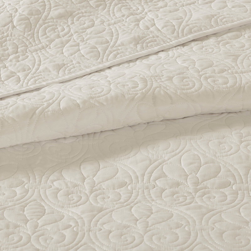 Couvre-lit double réversible en tissu crème, rembourrage confortable, motif à coutures classiques, rembourrage en coton doux pour la chambre à coucher, design, traité pour l'hygiène