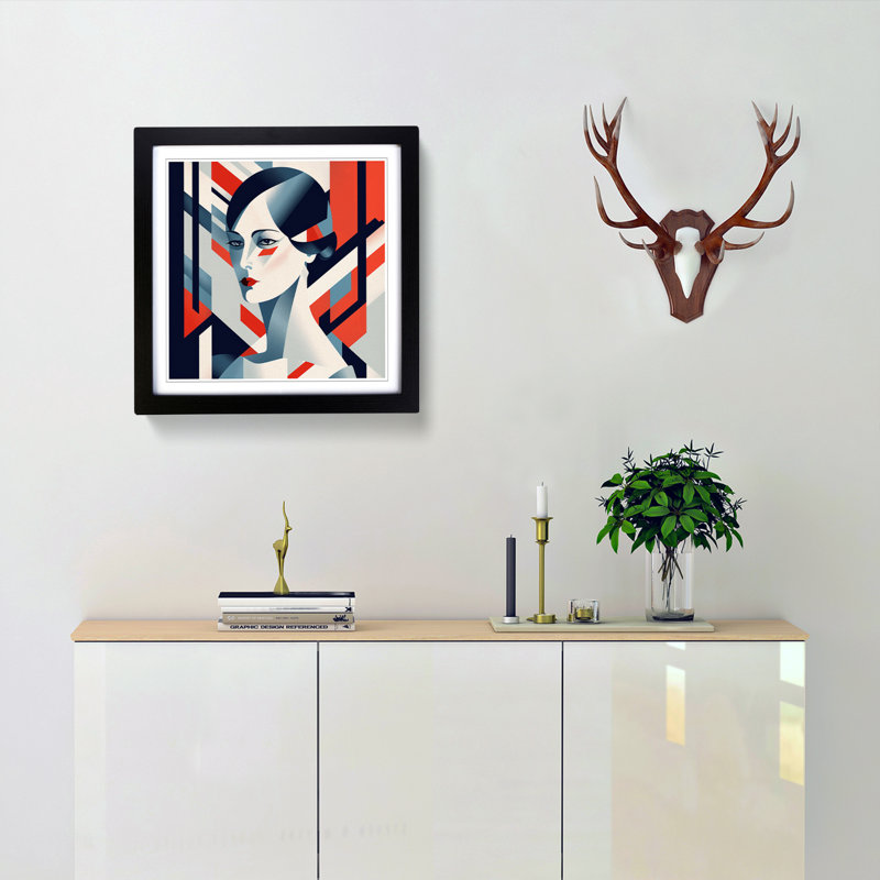 Art Deco Woman Bauhaus - Framed Print, Black