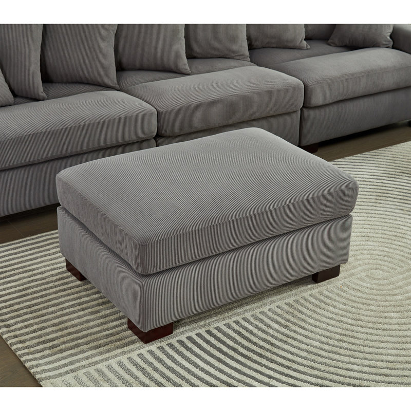 Canapé modulaire modulaire, canapé convertible surdimensionné à 5 places en forme de L et de U, tissu en velours côtelé, Gris