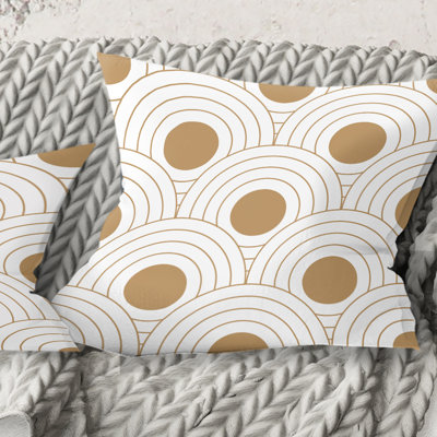 Coussin décoratif circulaire imprimé de style rétro Mid-Century