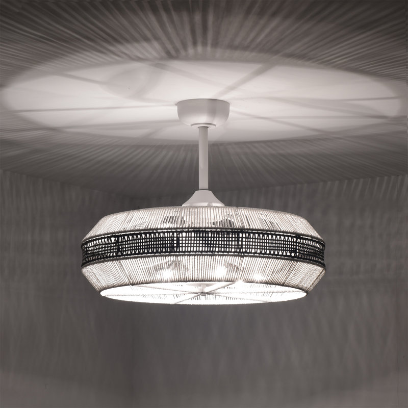 Kauman 27 Inch Towtone Rattan Ceiling Fan 6 Light With Remote