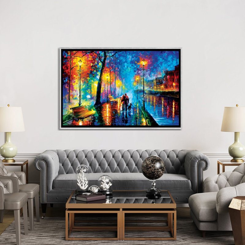 « melody of the night »-reproduction d’art sur toile tendue, H 26 po x l 40 po, Toile avec cadre flottant, Silver