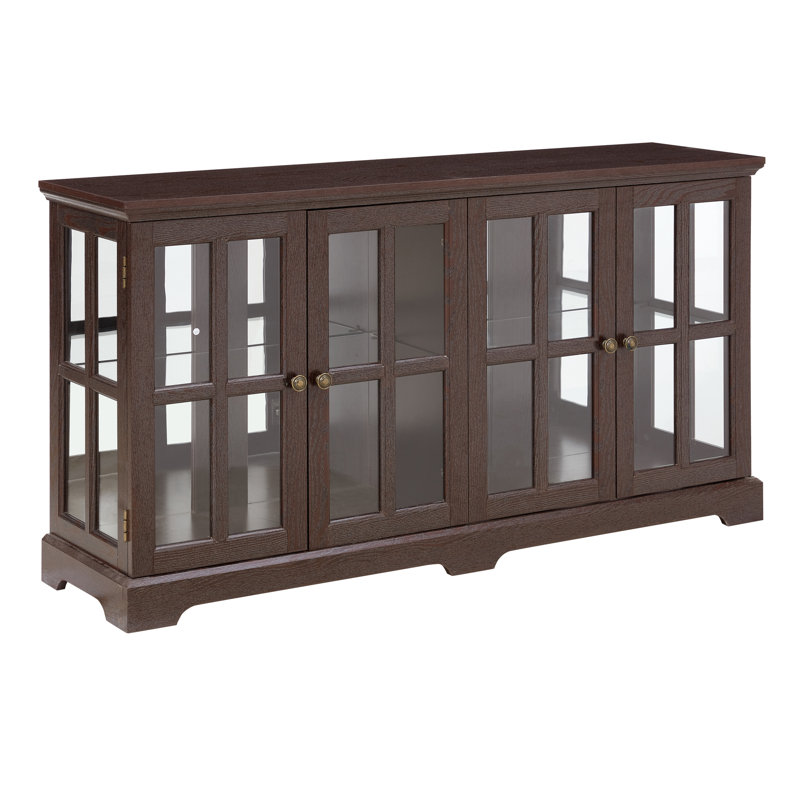 59" Wide Sideboard With Glass Doors, Cherry