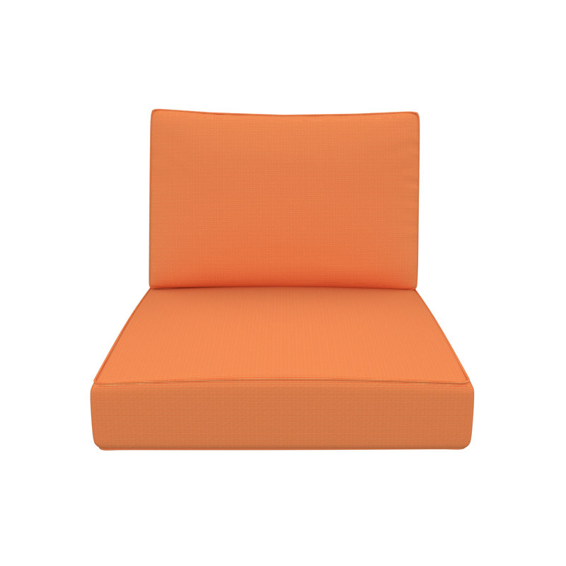 Lani Sunbrella® Outdoor Louge Chair Seat/Back Cushion, Sunbrella Upholstery Tangerine Sunbrella® Canvas