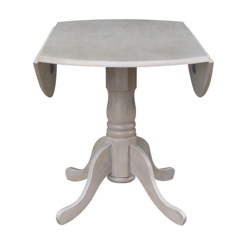 Philipston Extendable Round Solid Wood Dining Table, Washed Gray Taupe, Washed Gray Taupe