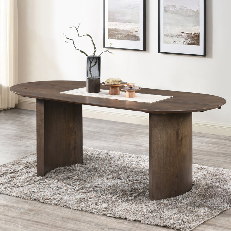 Darrah Wood Oval Dining Table In Dark Walnut