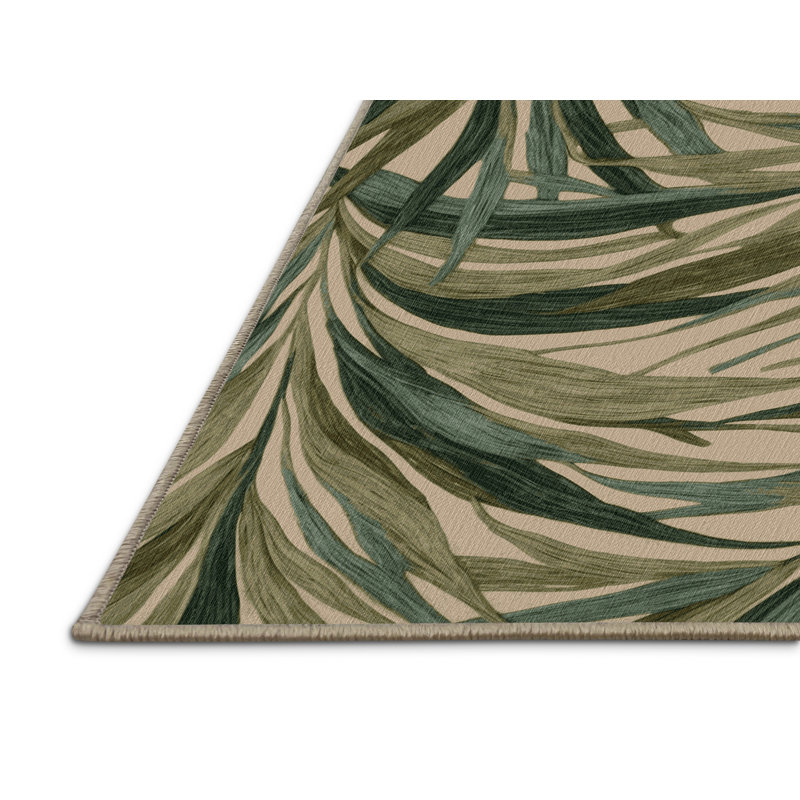 Tapis botanique brun lavable à la machine, Rond 7 pi