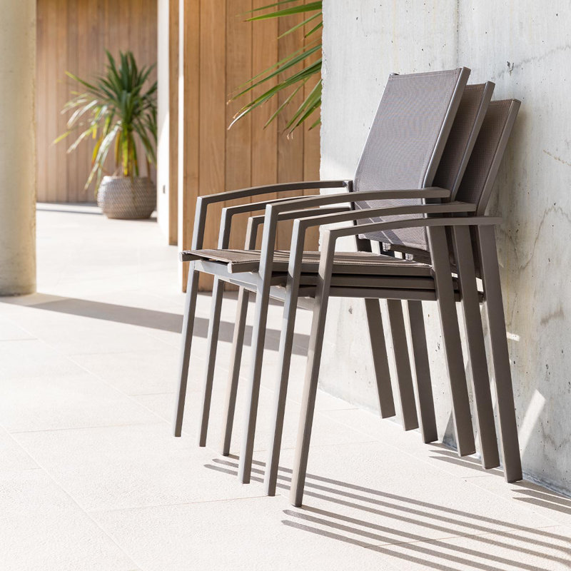 Jord Stacking Patio Dining Armchair with Cushion, Brown