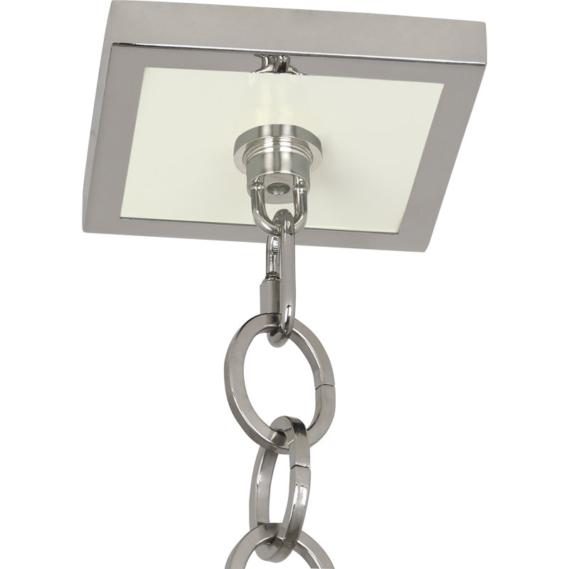 Lustre géométrique unique à 3 lumières Ranger, Peinture blanc brillant / accents en nickel poli