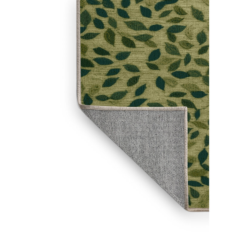 Machine Washable Botanical Brown Area Rug, Round 3'