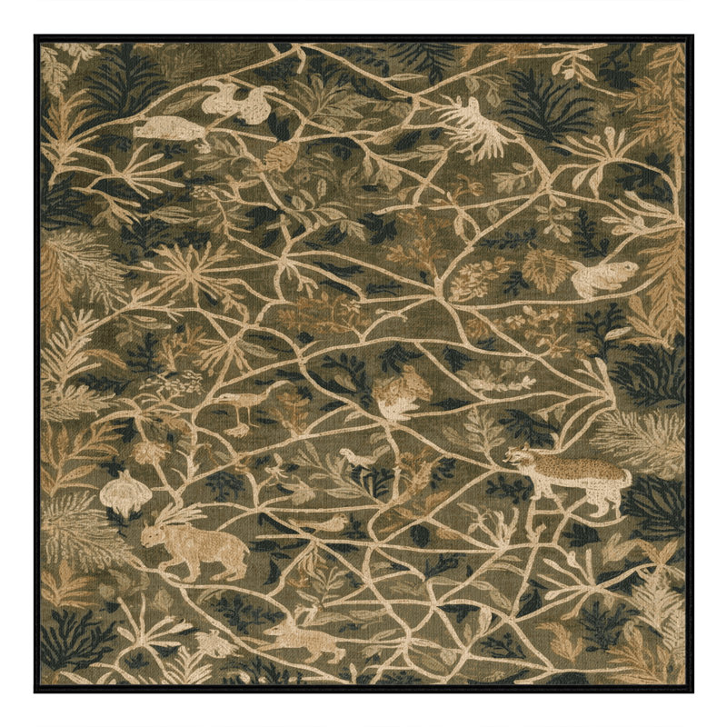 Machine Washable Nature Brown Area Rug, Square 5'