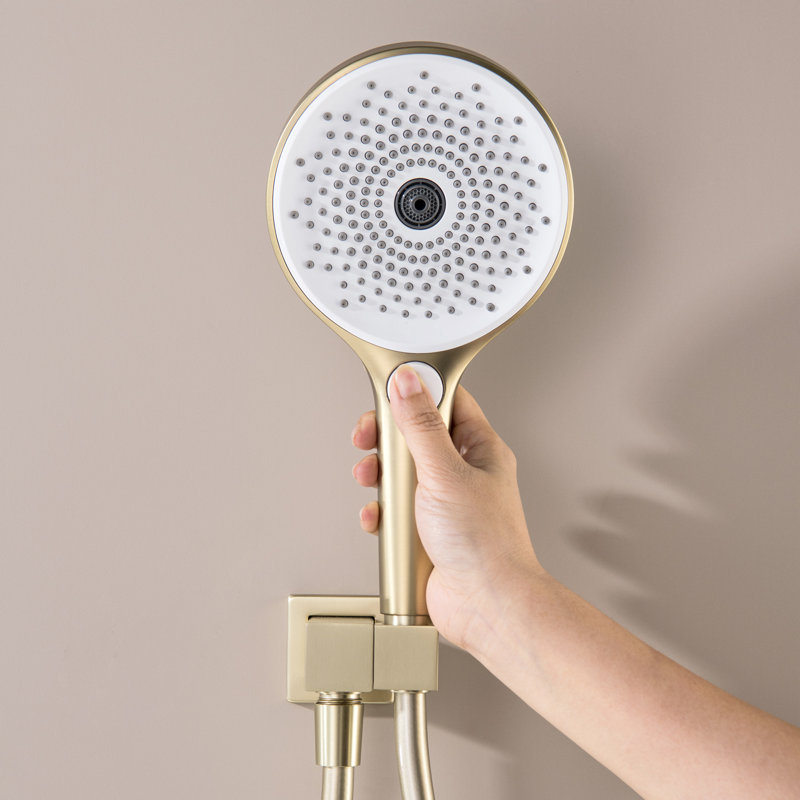 Complete Shower System with Rough in-Valve, Brushed Gold
