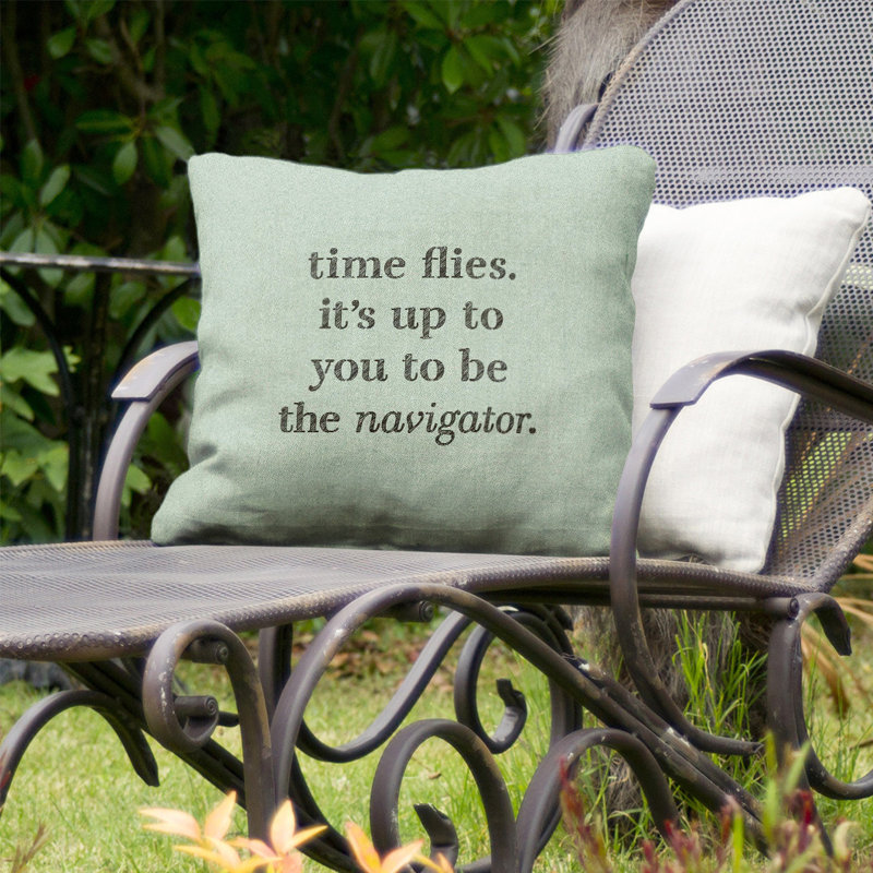 Outdoor Reversible Throw Pillow, 16" x 16", Green/Black