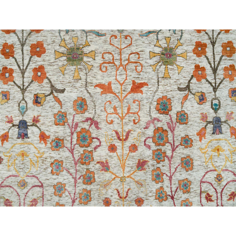 Tapis surdimensionné en soie taupe 12 pi 1 po x 15 pi 4 po en laine noué à la main FAB2DB14A4014492B63F8AB7E0B8AAE2
