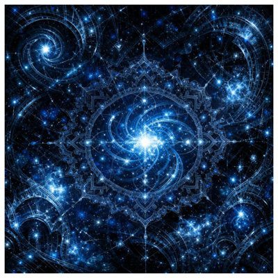 Couvre-lit matelassé bleu Cosmic Fractal
