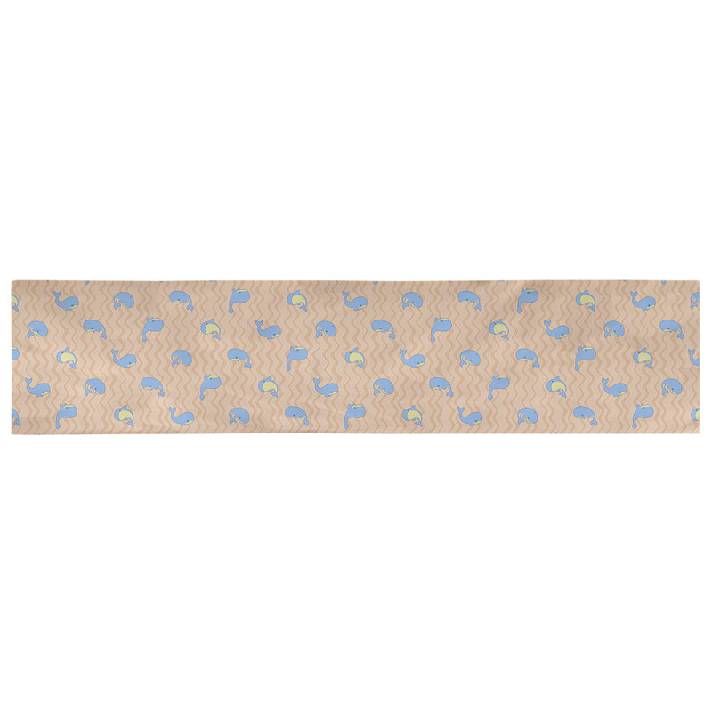 Chemin de table baleines Avicia, 72 po x 16 po, Polyester, Orange / Bleu