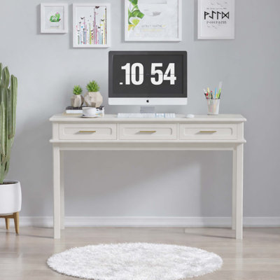 Vanity Desk With 3 Drawers, Modern Makeup Table Or Writing Desk, Multipurpose Dressing Table For Bedroom, No Mirror Included