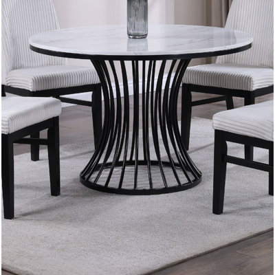 Finition noire de table de salle à manger en faux marbre blanc 1Pc