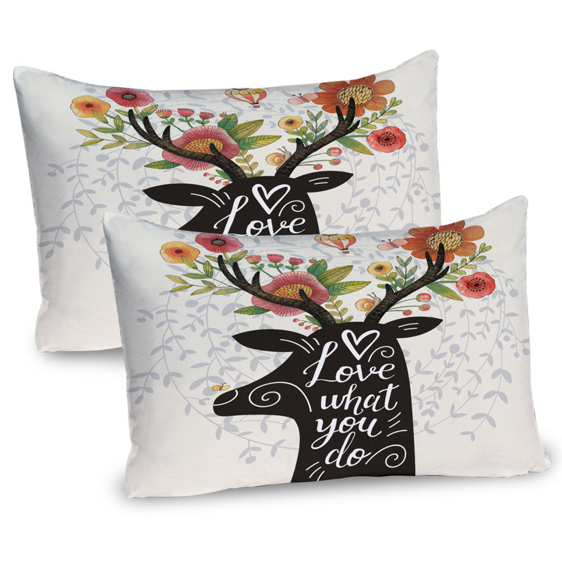 Taie d'oreiller décorative 2 pièces Ambesonne «Love What You Do» multicolore rose, H 20 po x l 36 po