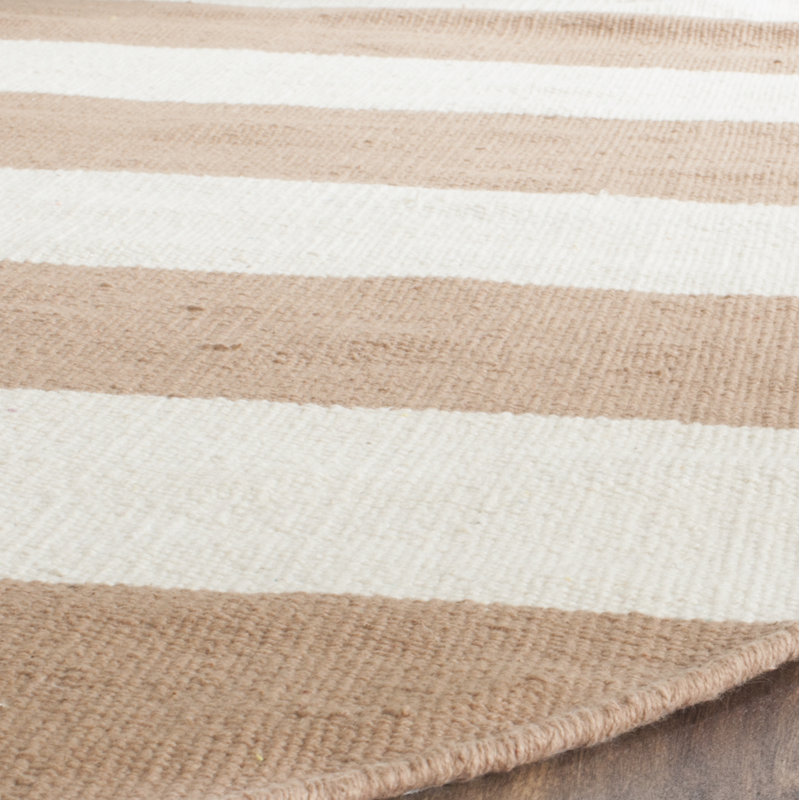 Dirit Hand Woven Cotton Striped Rug, Round 6'