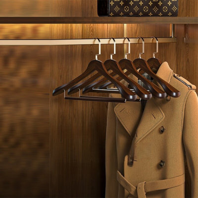 Portemanteaux, portemanteau en bois massif, large épaules, cintres en bois sans soudure, grand cintre, cintres de vêtements pour vêtements